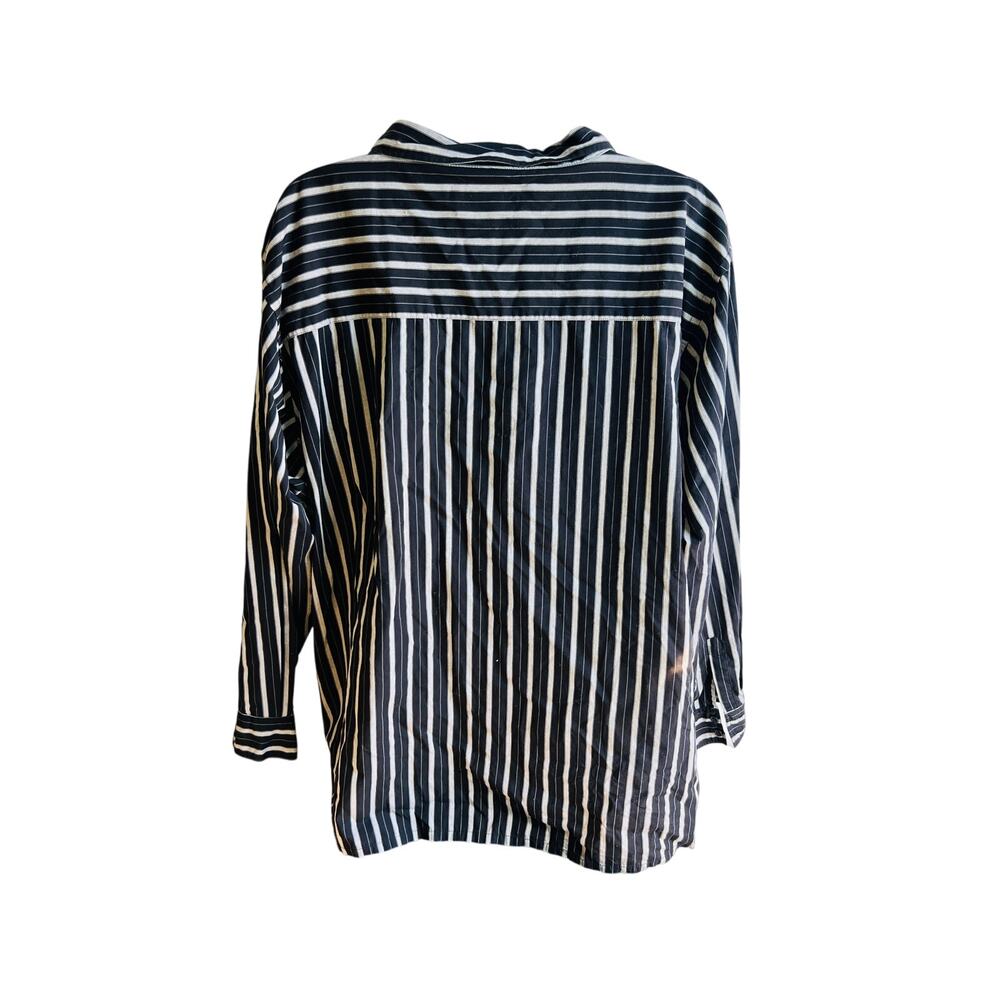 ⚡ Silhouettes Oversized Striped Button Up Shirt Black White Cotton 6X - Picture 3 of 4